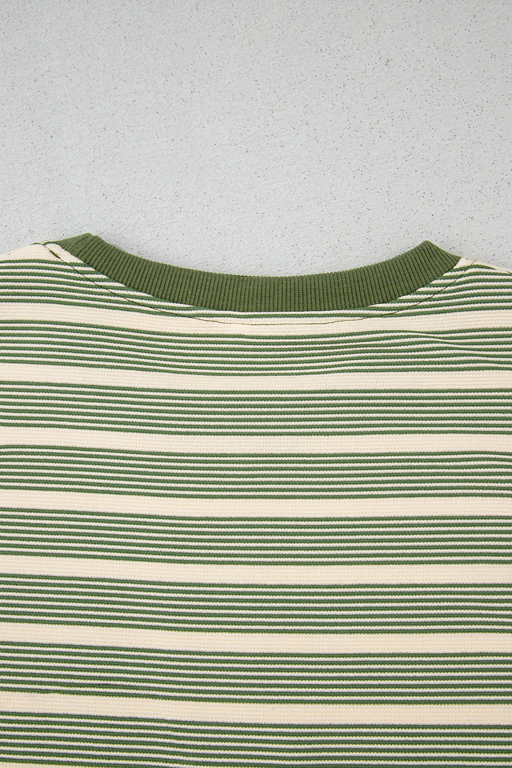 Green Stripe Contrast Edge Short Batwing Sleeve T Shirt