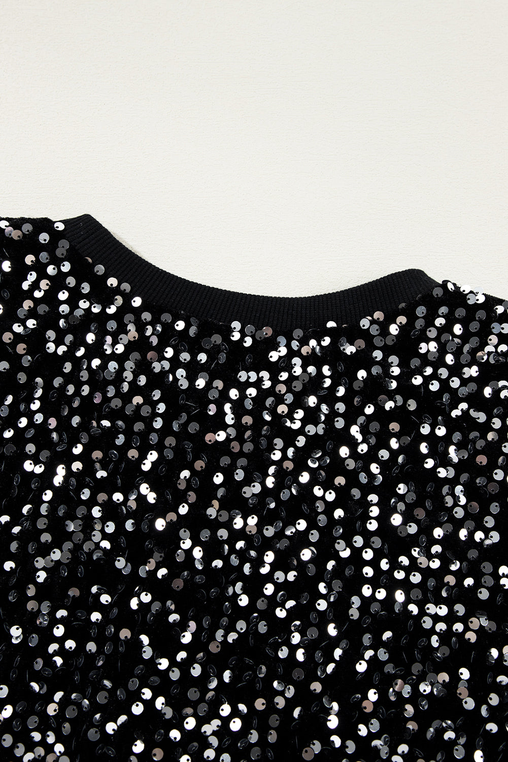 Black Sequined Cropped Blouse