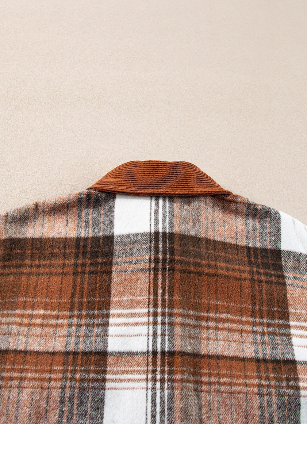 Plaid Corduroy Patchwork Chest Pocket Shacket