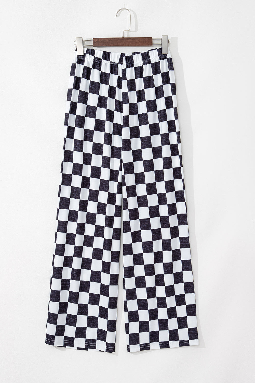 Bonbon 2-Tone Checked Print High Waist Wide Leg Pants