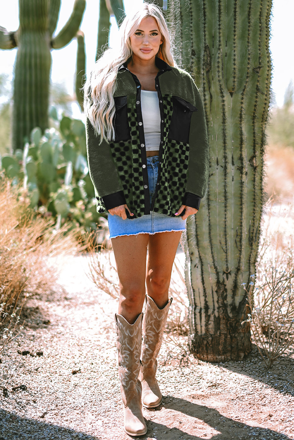 Vineyard Green Fleece Checkerboard Jacket