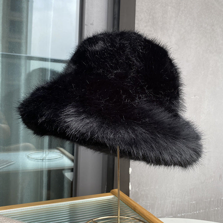 Imitation Fur Women's Autumn And Winter Wild Long Fur Bucket Hat