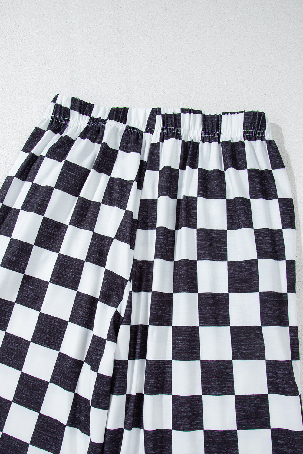 Bonbon 2-Tone Checked Print High Waist Wide Leg Pants