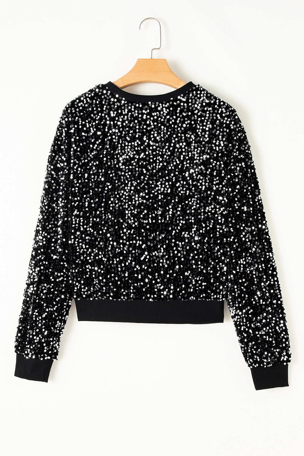 Black Sequined Cropped Blouse