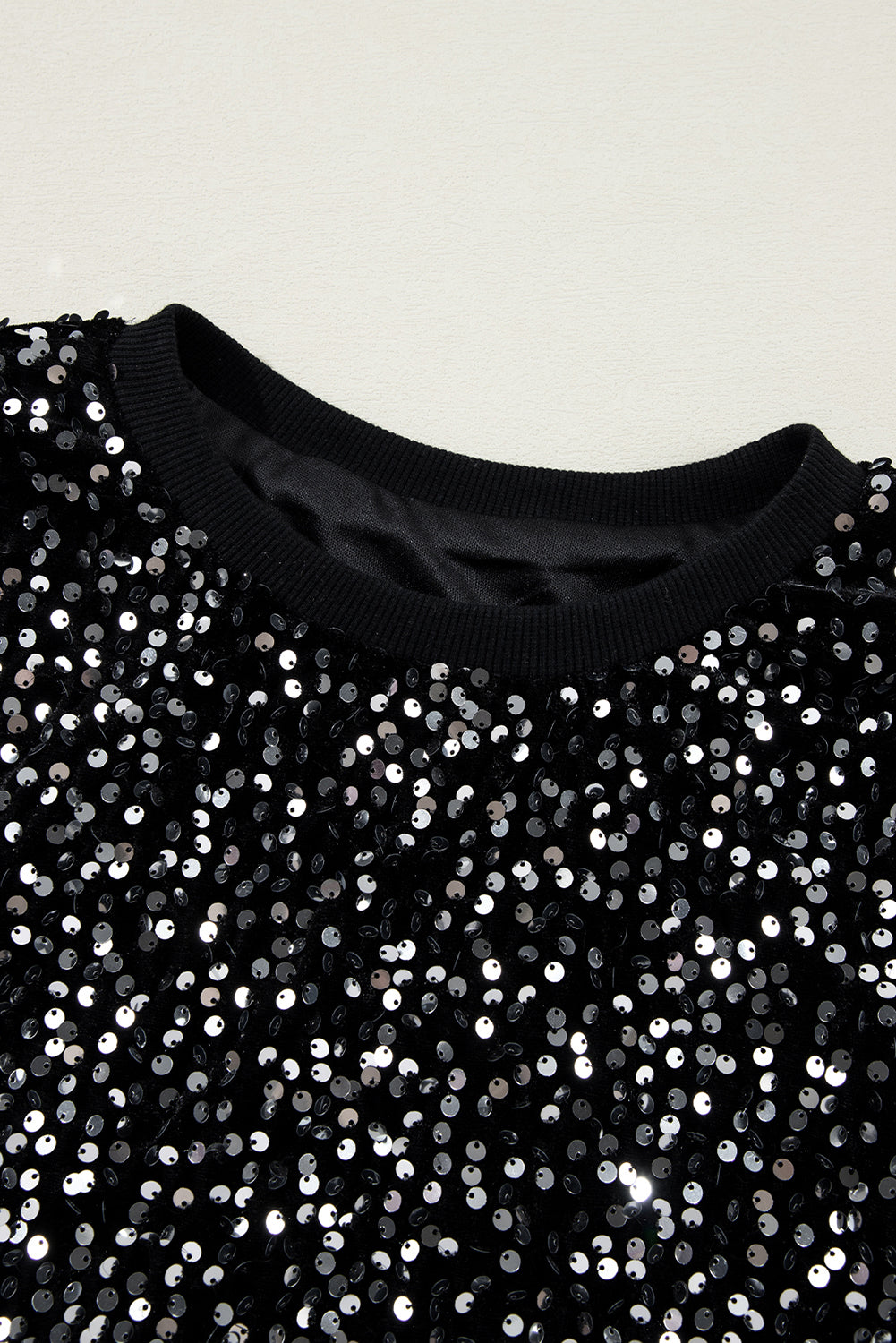 Black Sequined Cropped Blouse