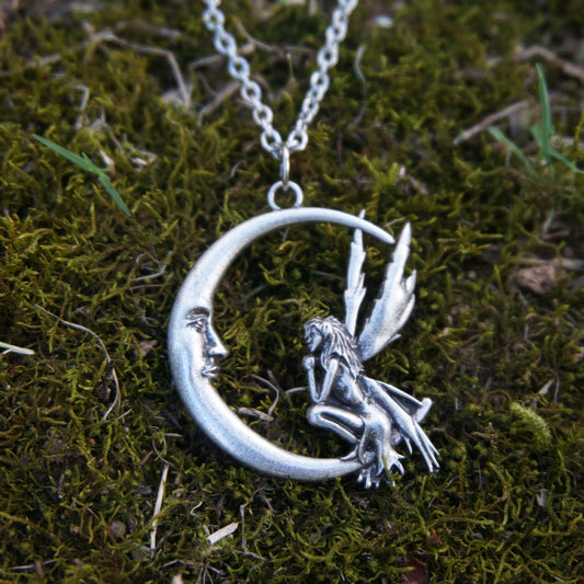 Mini Moon Elf Fairy Pendant Necklace