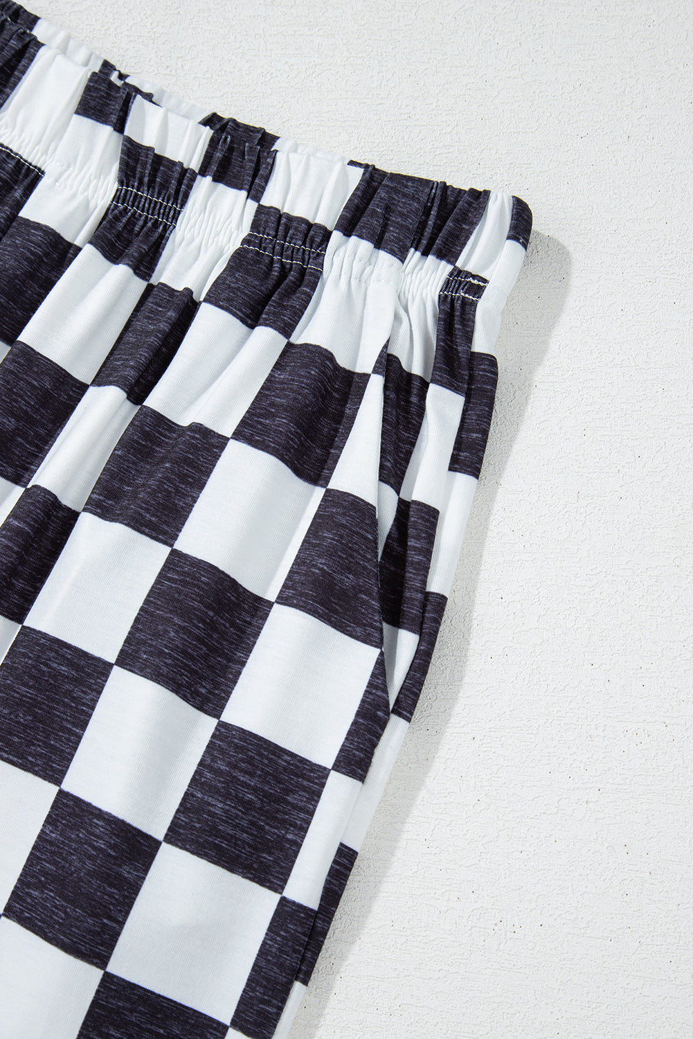 Bonbon 2-Tone Checked Print High Waist Wide Leg Pants