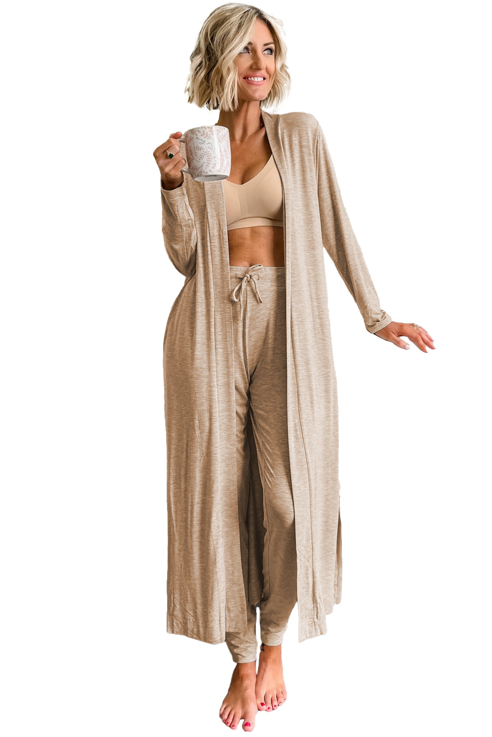 Long Cardigan and Skinny Pants Lounge Set