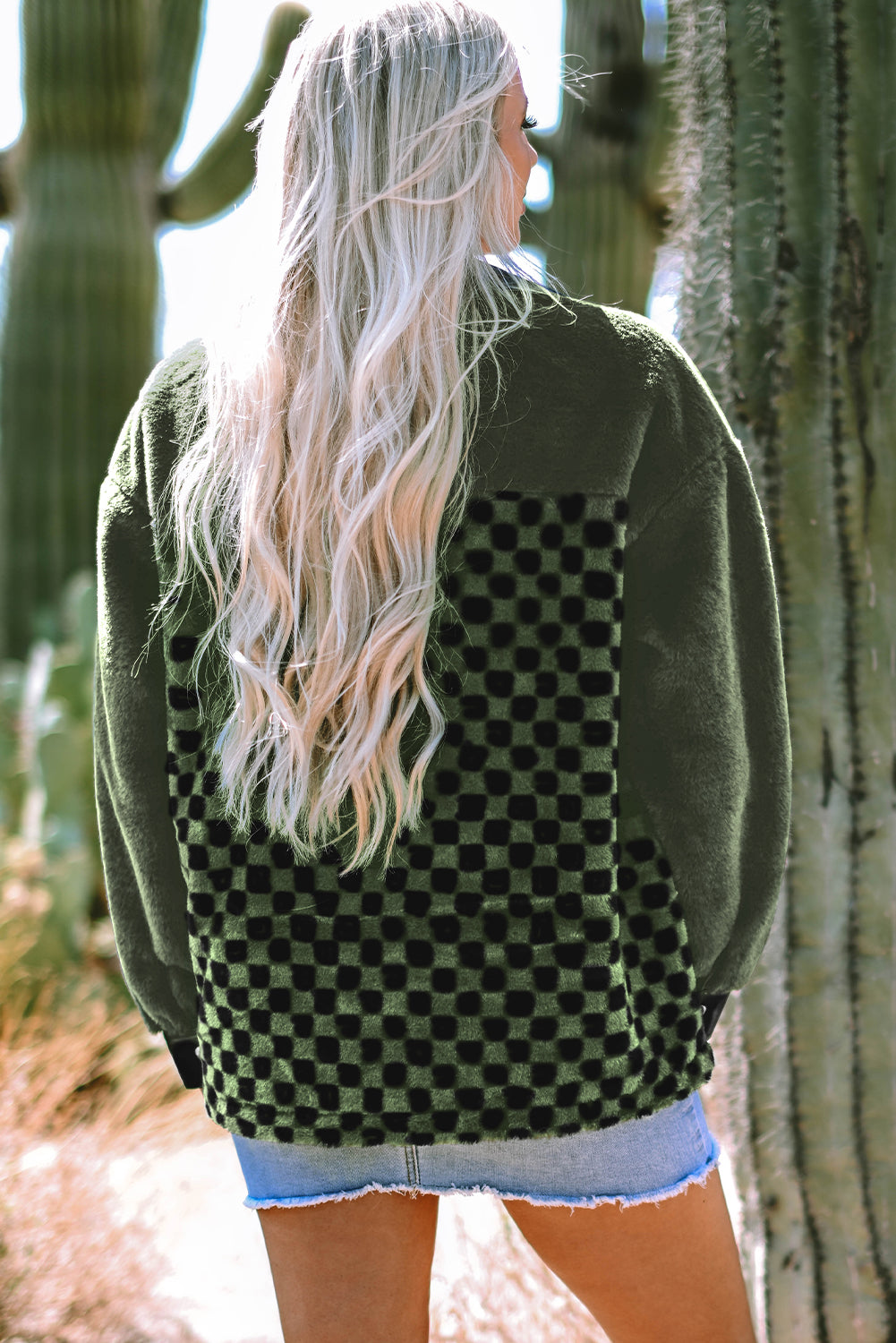 Vineyard Green Fleece Checkerboard Jacket