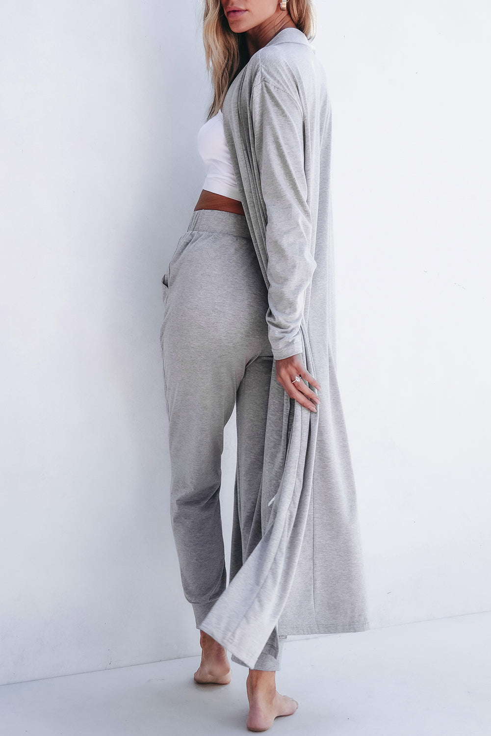 Long Cardigan and Skinny Pants Lounge Set